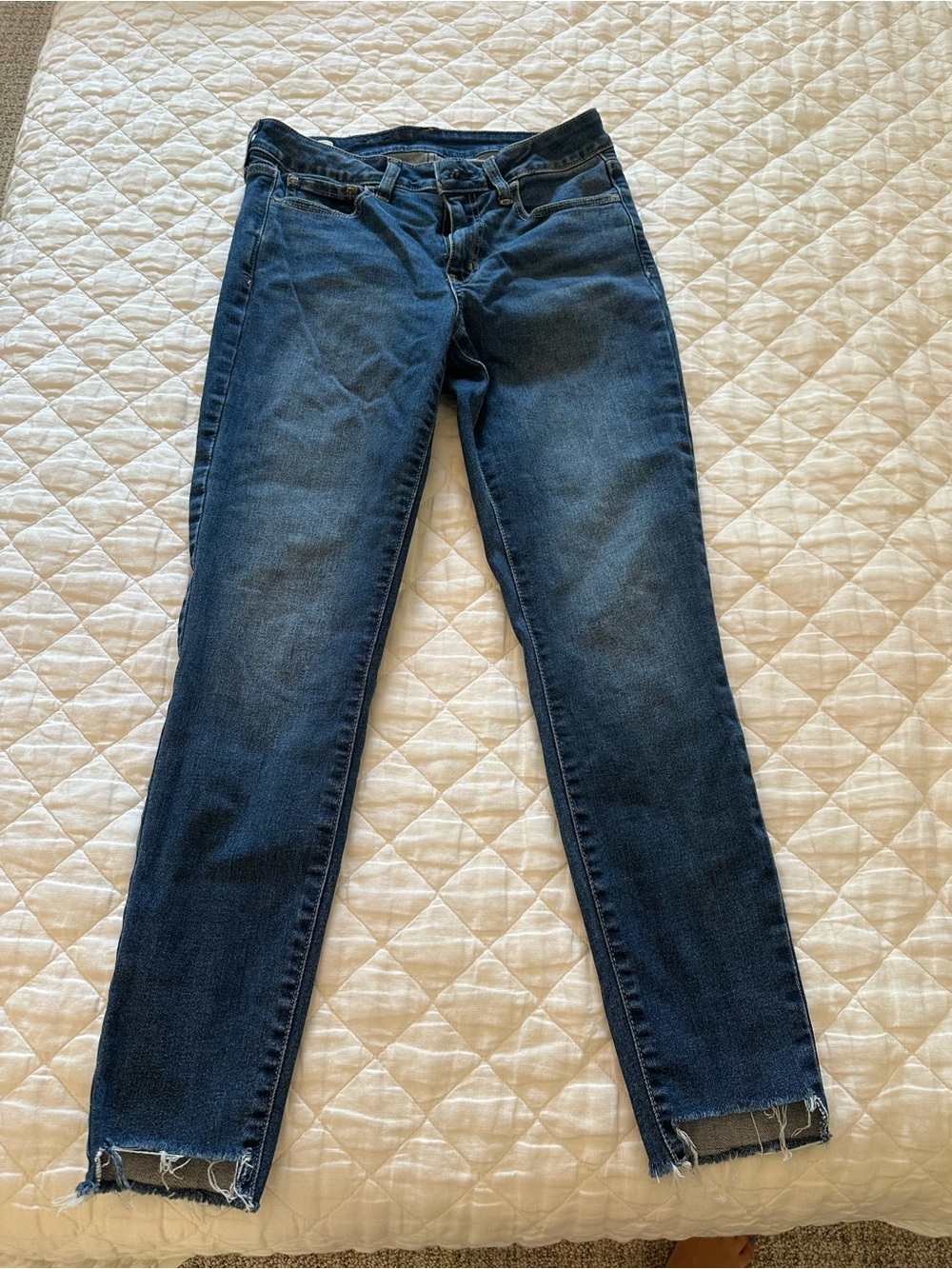 GAP Dark Blue Skinny Jeans with Frayed Hem